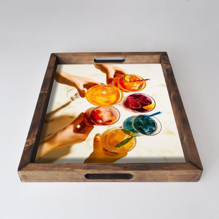 Aberto Design Bandeja REF043 Multicolor en Madera Maciza con Impresión UV